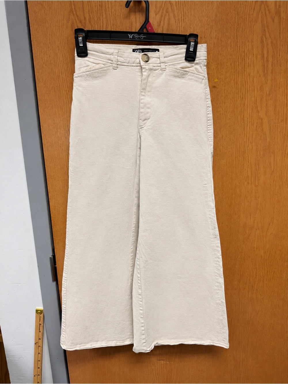 Zara Cream Wide-Leg Chino Pants